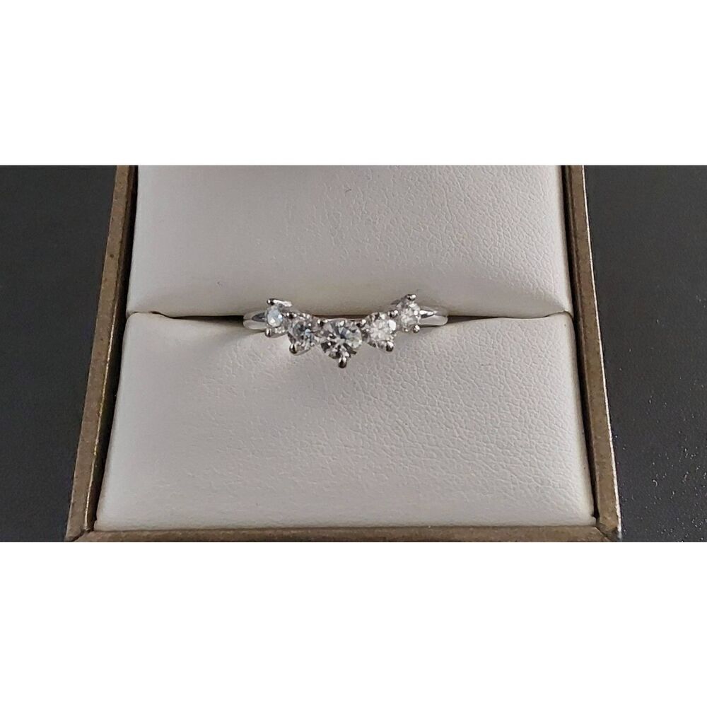 CERTIFIED Five Stone Genuine Moissanite Diamomd Half Eternity Band Ring Sz 8